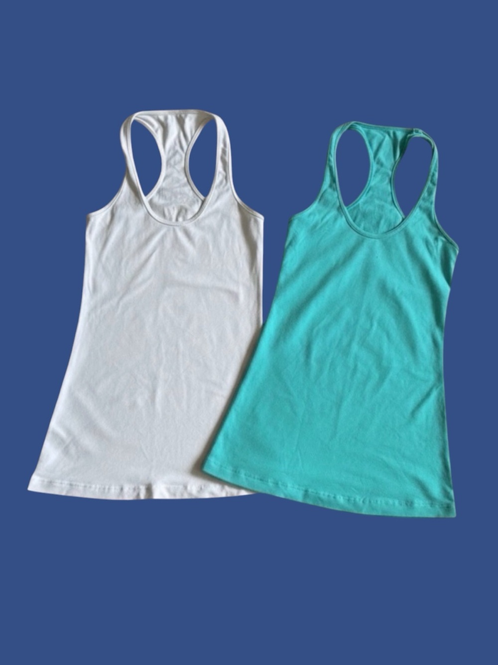 LULULEMON White and Turquoise Racerback Tank Tops
